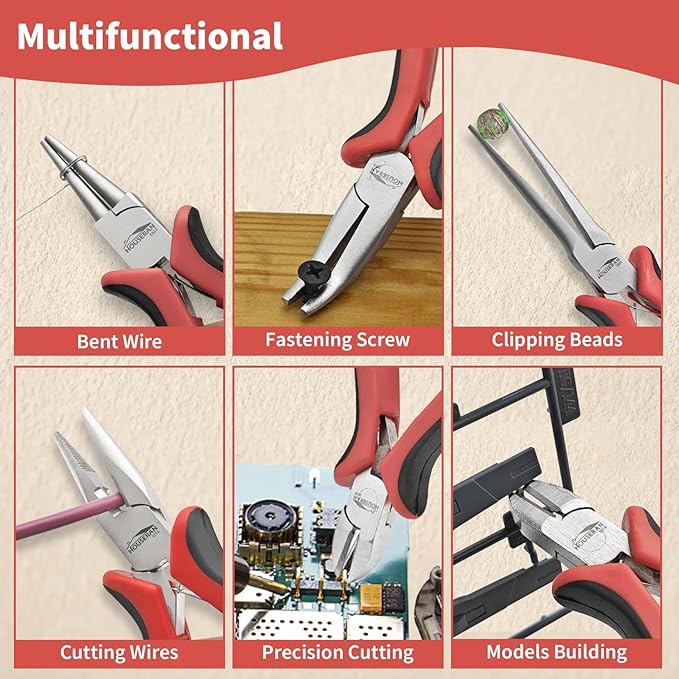 8 Packs Jewelry Pliers Set, Jewelry Making Tools with Needle Nose Pliers, Wire Cutters, Round Nose pliers, Bent Nose Plier