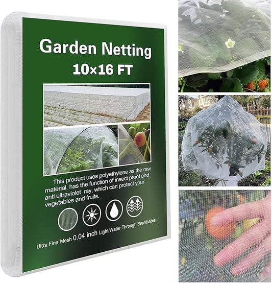 YFFSIDMY Garden Netting 10'x16', Protection Mesh Netting Plant Cover, Ultra Fine Barrier Nets for Row Covers Greenhouse Raised Bed, Vegetable Fruits Crop Screen Keep Animals Birds Away