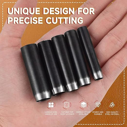 Leather Circle Cutter Tool Set, 27 Pieces, High Carbon Steel Round Cutting Dies, Hole Punch Kit with15MM, 20MM, 25MM, 30MM, 35MM, 38M Dies for DIY Leather Craft