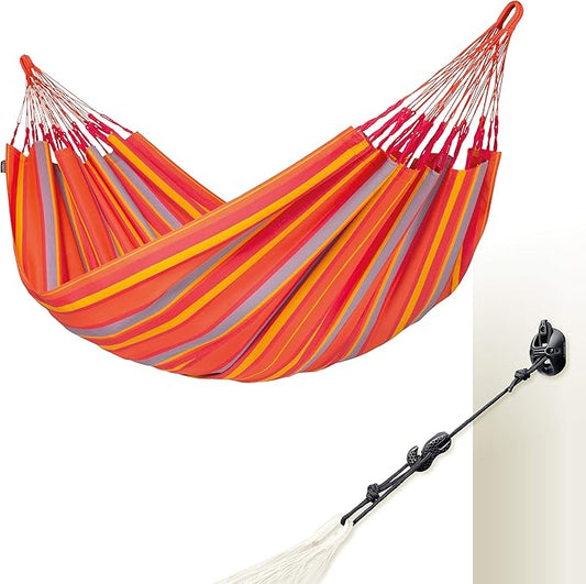 LA SIESTA - Large Double Brisa Classic Hammock & CasaMount - Suspension Kit for Walls & Beams - Weather Resistant Portable Hammock - 2-Person