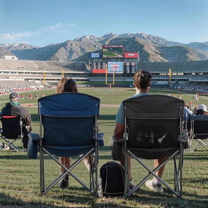 Overmont Oversized Folding Camping Chair - 450lbs Support with Padded Cushion Cooler Pockets - Heavy Duty Collapsible Chairs for Sports Garden Beach Fishing