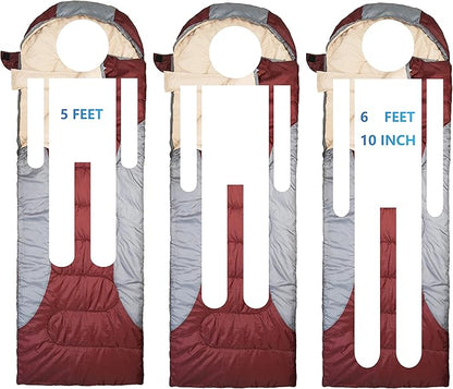 0 Degree Winter Sleeping Bags for Adults Camping (450GSM) - Temp Range (5F–32F) Portable Waterproof Compression Sack- Camping Sleeping Bags for Big and Tall in Env Hoodie: Backpacking Hiking 4 Season