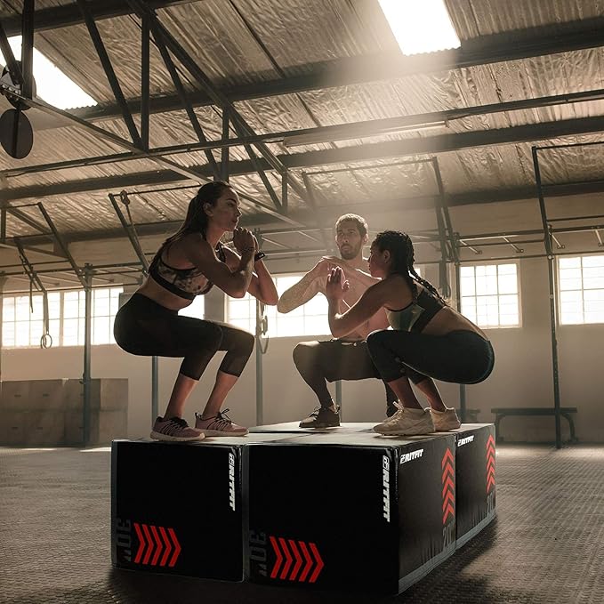 RitFit 3 in 1 Extra Firm Soft Plyo Box Foam Plyometric Box-30”x24”x20”-20"x18"x16" Heavy Duty High Density Foam Jumping Box 3 Sizes with PVC Cover,Platform for Home Gym Fitness, 440lb Weight Capacity