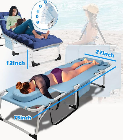 ABORON Folding Camping Cot for Adults, Double Layer 1200D, 500lb Capacity, Heavy Duty Guest Cot with Mat & Carrying Bag for Indoor & Outdoor Use