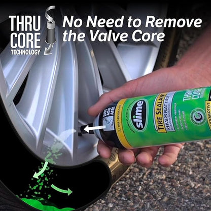 Slime 50165 Flat Tire Puncture Repair, Smart Spair Plus, Emergency Kit for Car Tires, Includes Sealant and Tire Inflator Pump, Suitable for Cars and Other Highway Vehicles, 12 Min Fix
