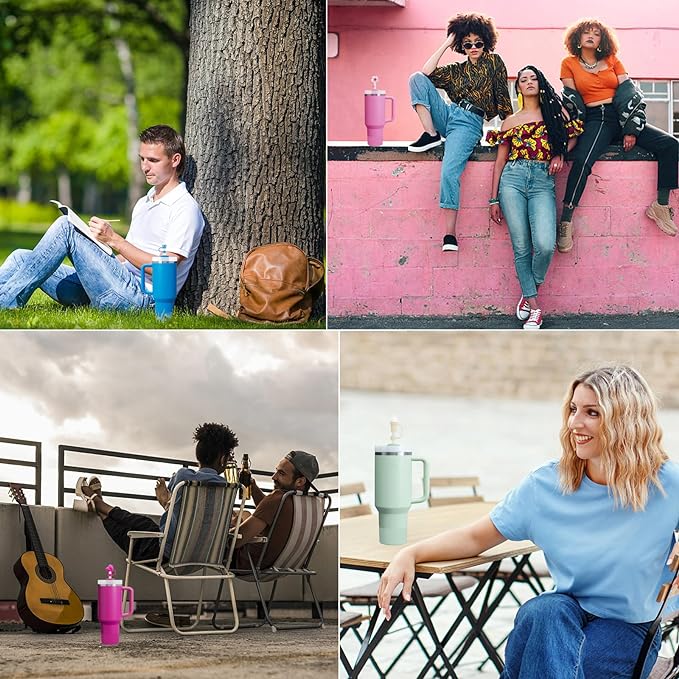 Stanley Cup Accessories Set Including 6 Pcs Silicone Spill Proof Stopper, 2 Pcs Straw Cover Cap for 9-10 mm Straws, 1 Pcs Silicone Boot for Stanley Cup 40oz & 30oz Tumbler (Azure)