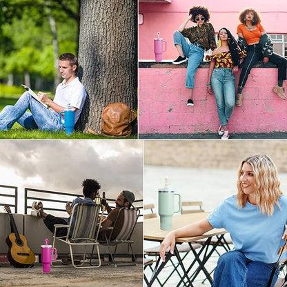 Stanley Cup Accessories Set Including 6 Pcs Silicone Spill Proof Stopper, 2 Pcs Straw Cover Cap for 9-10 mm Straws, 1 Pcs Silicone Boot for Stanley Cup 40oz & 30oz Tumbler (Azure)