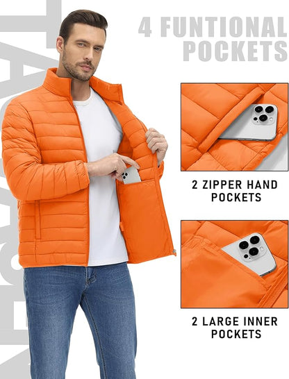 TACVASEN Men's Lightweight Puffer Jacket Winter Quilted Puffy Jackets Warm Water-Resistant Windproof Insulated Coats