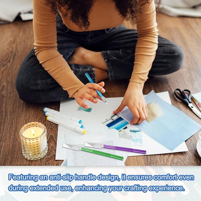 MECCANIXITY 4 Pcs Exacto Knife, Craft Hobby Knife with 40 Exacto Blades(#11) Profession Craft Knives for Crafting, Modeling, Scrapbooking (Purple)