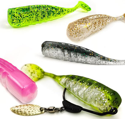 Soft Fishing Lures Shad Minnow Swimbaits, Pre-Rigged Jig Heads Paddle Tail Swim Baits for Bass, Trout, Walleye, Crappie, Sinking Jigs Bait for Saltwater Freshwater, Fishing Gifts for Men
