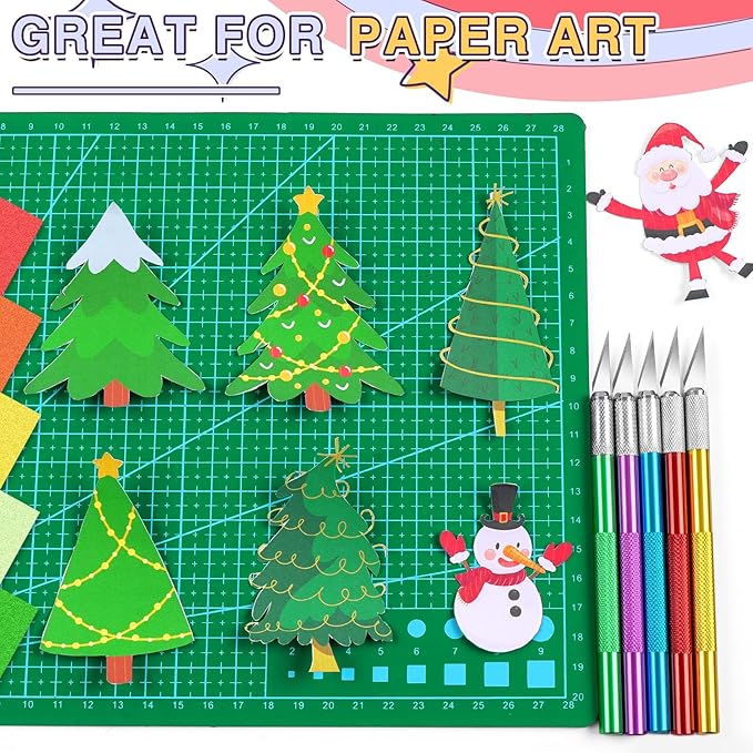 DIYSELF 50-Piece Exacto Knife, Aluminum Alloy Handle, Precision Craft Knife Set for Student, Artist, Carbon Steel Blade, Hobby Knife Set for Crafting, Leather, Wallpaper, Collage (Blue)