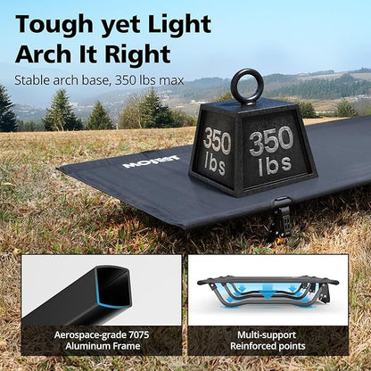 Ultralight Camping Cot for Adults - Portable Folding Camping Bed, Supports 350 lbs - Lightweight for Travel, Camping, Hiking, Backpacking, Mountaineering, Black