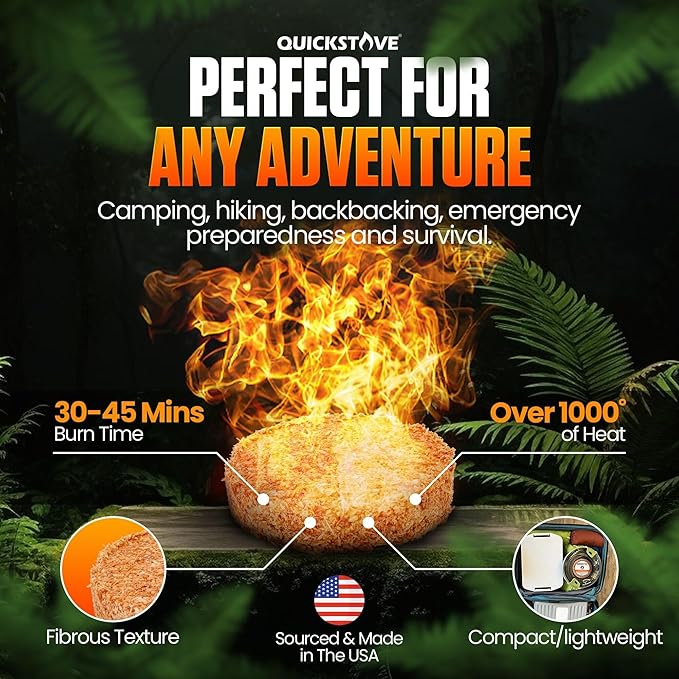 Fire Starters (20 Pack) – Waterproof Emergency Fuel Disks for Camping Essentials, Wood Stove, Fireplace, Fire Pit, Survival Kit, Campfire & Outdoor Accessories