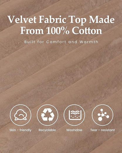 Inflatable Sleeping Pad for Camping, Extra-Thick 4.75" Single Air Mattress with Soft Velvet Top, Machine Washable, Family Lightweight 4-Season Pad for Traveling & Hiking, Brown