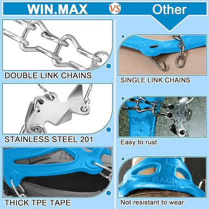 WIN.MAX Crampons for Shoes, Traction Cleats Ice Snow Grips with 19 Stainless Steel Spikes, Shoe Talons Anti - Slip Boots Spikes for Walking, Jogging, Climbing and Hiking