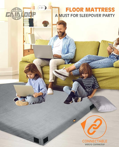 4 INCH Thick Foam Camping Mattress [Car/Tent/Cot] 30D Foam Portable Floor Sleeping Mat Cot Pad Roll Up Mattress for Guests Sleepovers RV Truck Camper