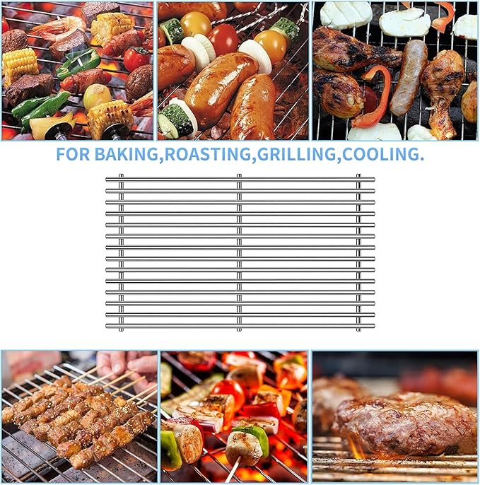 18.7" SUS304 9MM Cooking Grates for Weber Genesis II 400 and Genesis II LX 400, Genesis II/LX E410 E415 E435 E440 S410 S415 S435 S440 Series Grills, 3 Packs Grill Grate Parts for Weber 66089