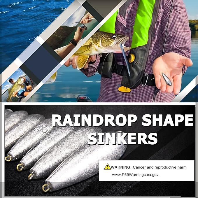 AMYSPORTS Drop Shot Fishing Weights Kit Lead Freshwater Fishing Sinkers Bass Casting Removable Fishing Weights Saltwater Streamlined