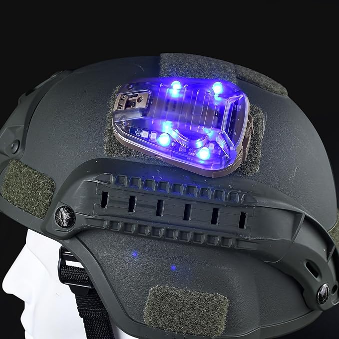 Tactical IR Helmet Light 4 Modes with Blue + White LED + IR Strobe/Constant, Airsoft Survival Signal Identification Lamp for Fast Wendy and More Helmets