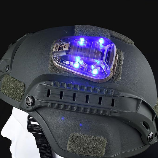 Tactical IR Helmet Light 4 Modes with Blue + White LED + IR Strobe/Constant, Airsoft Survival Signal Identification Lamp for Fast Wendy and More Helmets