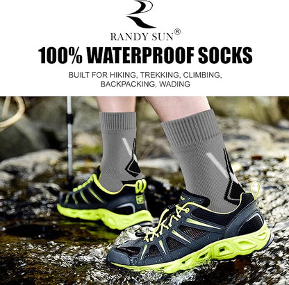 RANDY SUN Waterproof Socks, Unisex Hiking Wading Trail Running Kayaking Crew Socks