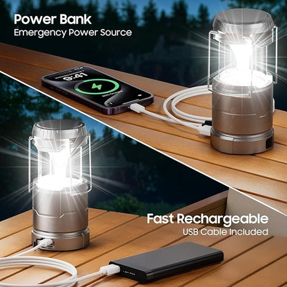 4 Pack Camping Lanterns Rechargeable Collapsible, 65 LED 3 Lighting Modes, 1000LM Dimmable Camping Lights Waterproof, Portable Lantern for Camping Essentials Power Outages Tent Emergency Home Hiking