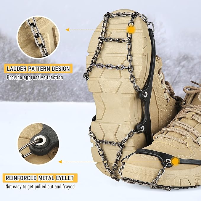 Ice Cleats for Shoes and Boots Traction Cleats Men Women Boot Chains Crampons for Anti Slip Outdoor Shoveling Hiking Walking on Snow and Ice