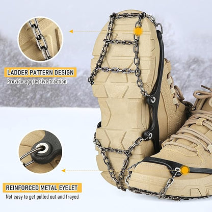 Ice Cleats for Shoes and Boots Traction Cleats Men Women Boot Chains Crampons for Anti Slip Outdoor Shoveling Hiking Walking on Snow and Ice