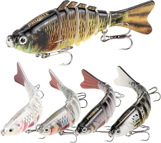5PCS Lifelike Fishing Lures – Multi-Jointed Swimbait for Bass, Trout, Crappie, Walleye, Pike, Realistic Action with 3D Fish Eyes and Sharp Hooks, Perfect for Fishing Kits in Saltwater & Freshwater