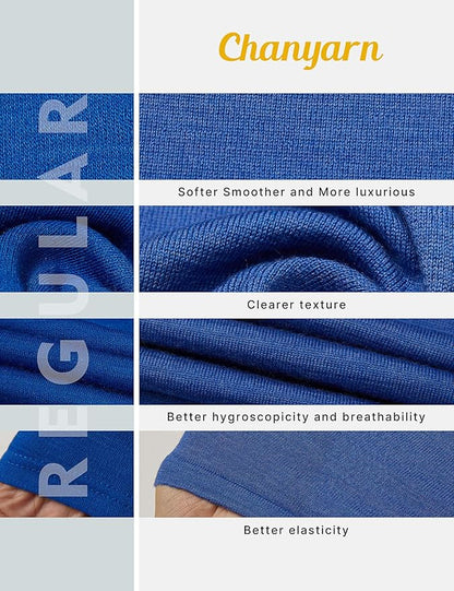 Chanyarn Women's 100% Merino Wool Base Layer Shirt Tops V Neck Long Sleeve Travel Hiking Tee T Shirt Pullover Sweater