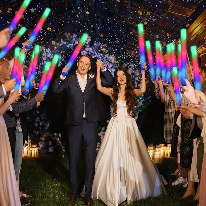 225 Foam Glow Sticks, Foam Light Up Sticks Party Supplies with 3 Mode Colorful Flashing, Glow Sticks Bulk Party Pack, Led Foam Sticks for Birthday, Wedding, New Year, Carnival, Concert