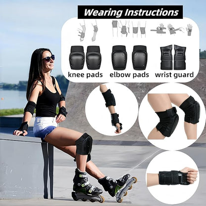 Kids/Adult/Youth Knee and Elbow Pads ,Adult Knee Pads Elbow Pads Wrist Guards for Adult Kids 6 in 1 Protective Gear Set for Skateboarding Biking Roller Skating Cycling Outdoor