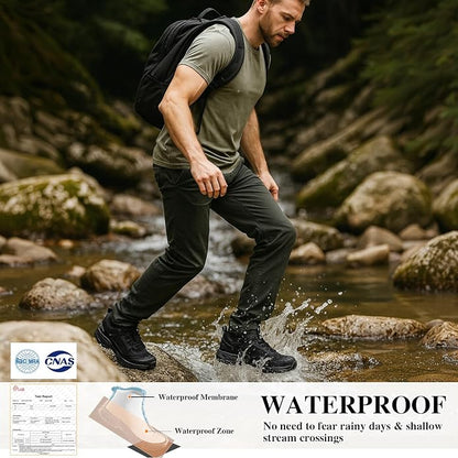 Queday Mens Waterproof Hiking Shoes Lightweight Outdoor Cordura Walking Shoes Breathable Hike Trekking Trails Camping Climbing