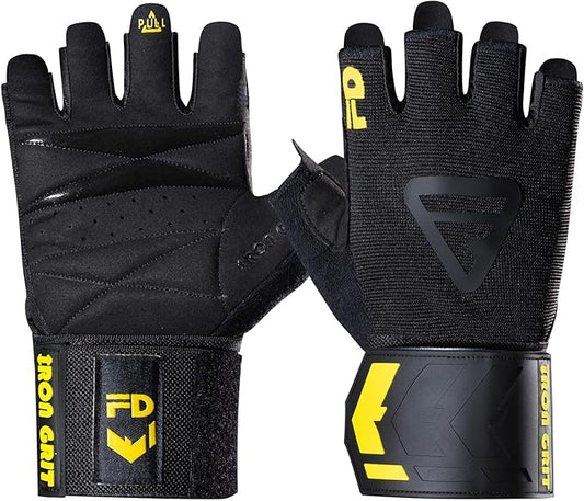 Weight Lifting Gloves for Men and Women, with Cushion Pads and Silicone Grip, Workout Gloves with Wrist Support for Bench Press, Weightlifting, Training, Pull-ups, Rowing