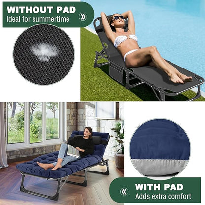 LILYPELLE Folding Camping Cot, Extra Wide Heavy Duty Sleeping Cots with Carry Bag, Double Layer Oxford Portable Travel Camp Cots for Home, Office Nap and Outdoor Beach