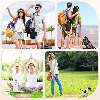 Water Bottle Carrier Bag with Strap, Sling Bag for Walking, Hiking, Cycling, Black, 40 Ounces