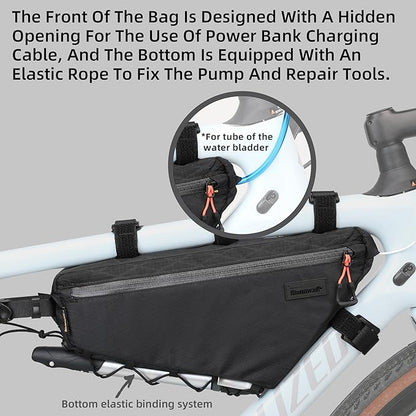 Bicycle Frame Bag Bike Triangle Bag Waterproof Bike Bag 2.9L with Dual Side Mesh Pockets for MTB Road Bike Cycling Commuting and Outdoor Adventures