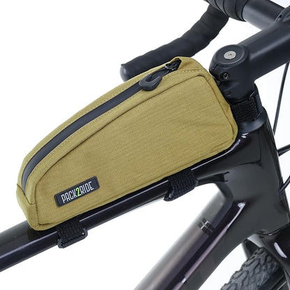 Toprock Frame Bag - Water Resistant, Durable Cordura Fabric & Bicycle Daily Essentials Holder - Top Tube, Frame Storage, Bikepacking for Road, Gravel Cycling - Coyote (1 L)