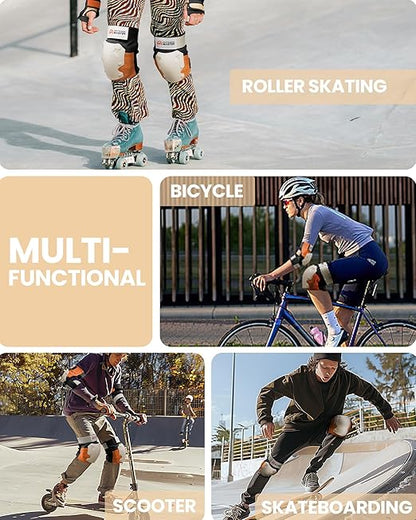 OutdoorMaster Skate Protective Gear Set for Adult & Youth, Skateboard Helmet Knee and Elbow Pads with Wrist Guards for Scooter, Inline Roller Skating, Skateboarding