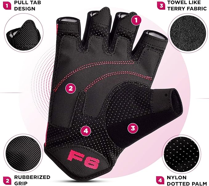 RDX Weight Lifting Gloves Gym Fitness Workout, Anti Slip Padded Palm Elasticated Strength Training Equipment Men Women Half Finger Exercise Bodybuilding Calisthenics Cycling Rowing Climbing