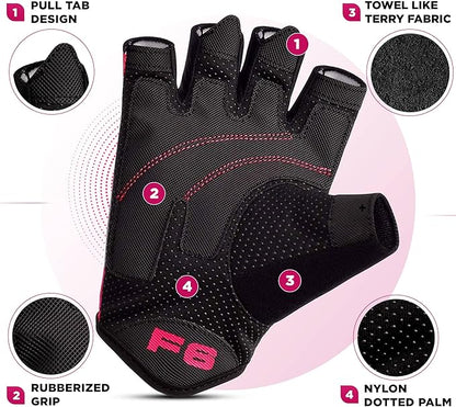 RDX Weight Lifting Gloves Gym Fitness Workout, Anti Slip Padded Palm Elasticated Strength Training Equipment Men Women Half Finger Exercise Bodybuilding Calisthenics Cycling Rowing Climbing