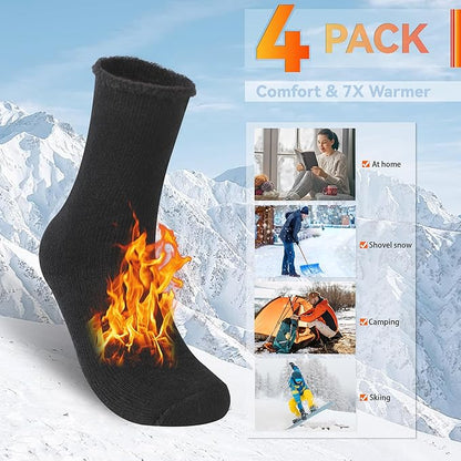 Sunew Warm Thermal Socks 4 Pack, Mens Womens Winter Heated Outdoor Skiing Thermal Socks