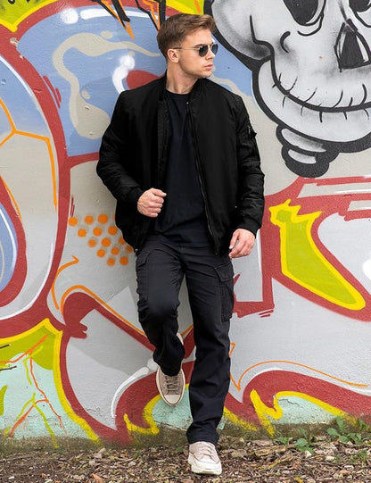 TBMPOY Men's Fall Jacket Winter Windbreaker Bomber Zip Up Padded Softshell Warm Windproof Casual Coat