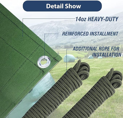 5’x7’ Canvas Tarps Heavy Duty Waterproof Tarpaulins with Aluminum Grommets,UV Resistant, 22Mil Multipurpose Drop Cloth, 14oz Durable Cover Sheet for Outdoor and Indoor Use with Ropes.