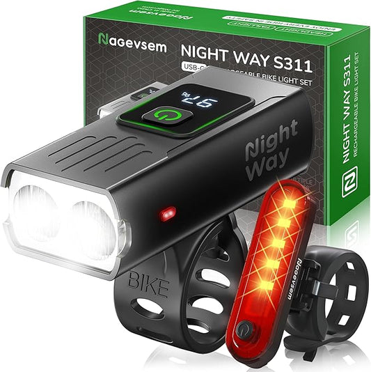 Bike Lights Set, LED Super Bright USB-C Rechargeable Headlight & Taillight, Waterproof Front & Rear Back Bicycle Light for Night Riding, Road & Mountain Cycling, Gift for Men & Women