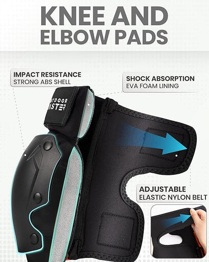 OutdoorMaster Skate Protective Gear Set for Adult & Youth, Skateboard Helmet Knee and Elbow Pads with Wrist Guards for Scooter, Inline Roller Skating, Skateboarding