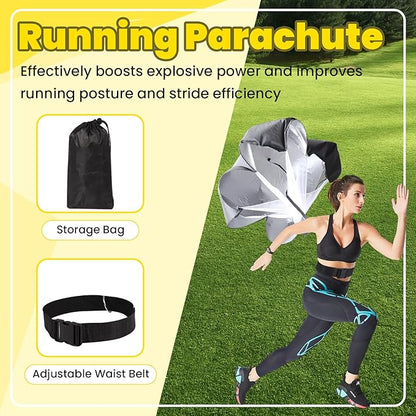 Agility Ladder, Agility Speed Training Set, 20ft 12 Rung Agility Ladder, 4 Agility Hurdles, 5 Resistance Bands, 12 Resistance Cones, Running Parachute, Jump Rope for Athletes, Adults