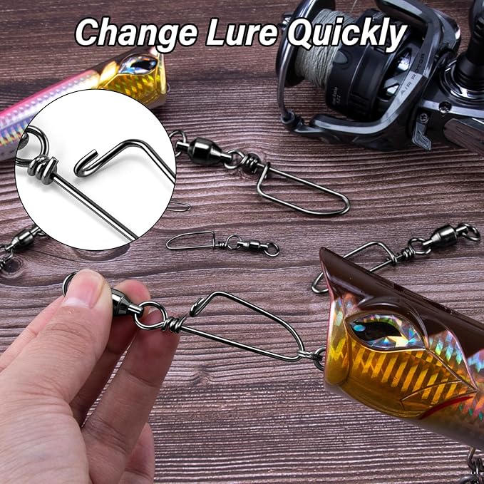 Alwonder 20-Pack Ball Bearing Swivels with Snaps, Fishing Snap Swivels Fishing Tackle Saltwater Freshwater Coastlock Snaps Barrel Swivel Leader Connector Downrigger Planer Release Clips