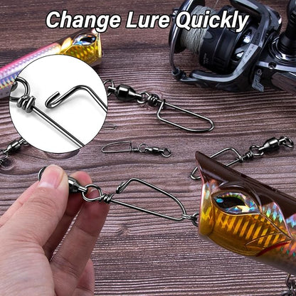 Alwonder 20-Pack Ball Bearing Swivels with Snaps, Fishing Snap Swivels Fishing Tackle Saltwater Freshwater Coastlock Snaps Barrel Swivel Leader Connector Downrigger Planer Release Clips