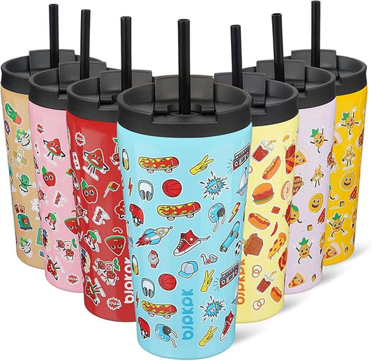 BJPKPK 18oz Insulated Tumbler With lid And Straw Stainless Steel Tumblers Travel Coffee Mug Reusable Thermal Cup,Playground